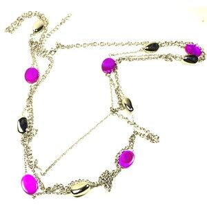 Multi-Strand Purple Beaded Necklace Adjustable flat beaded Statement Jewelry